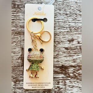 Natasha Rhinestone Frog Purse Charm/Keychain with Crystals Cute Preppy NEW